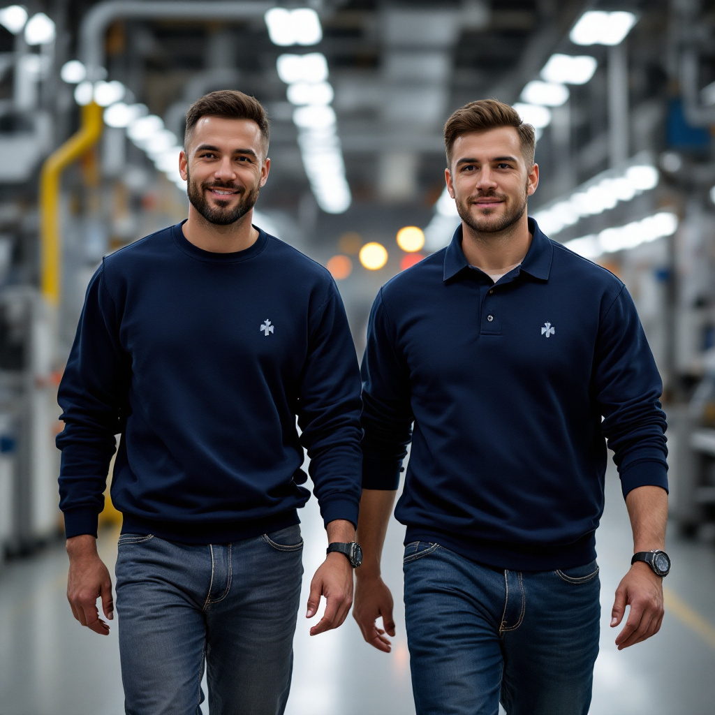 Manufacturing team wearing custom AffirmGear apparel