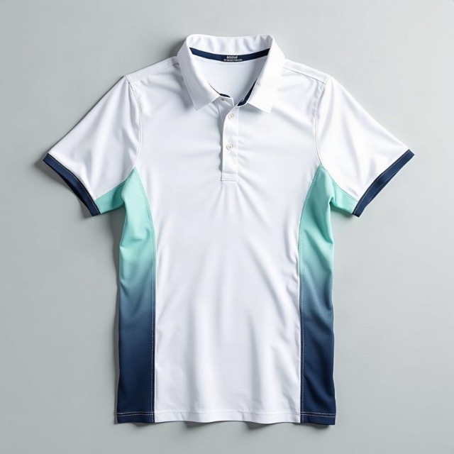 Brightwater Dental white polo with seafoam and navy side panels