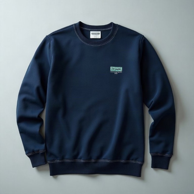 Brightwater Dental navy crewneck sweatshirt with a small chest mark