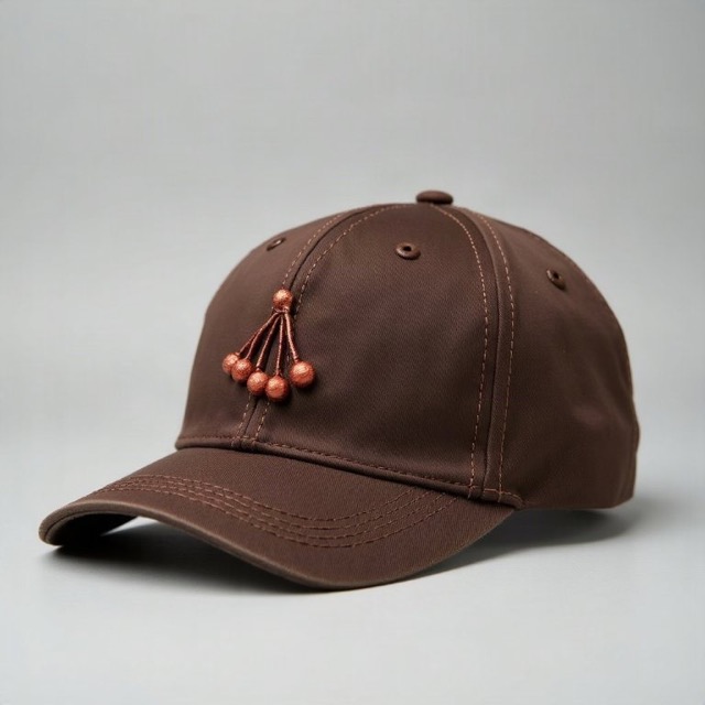 Copperleaf Coffee espresso brown cap with embroidered coffee cherries