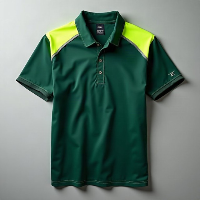 Greenline Landscapes forest green polo with lime shoulders