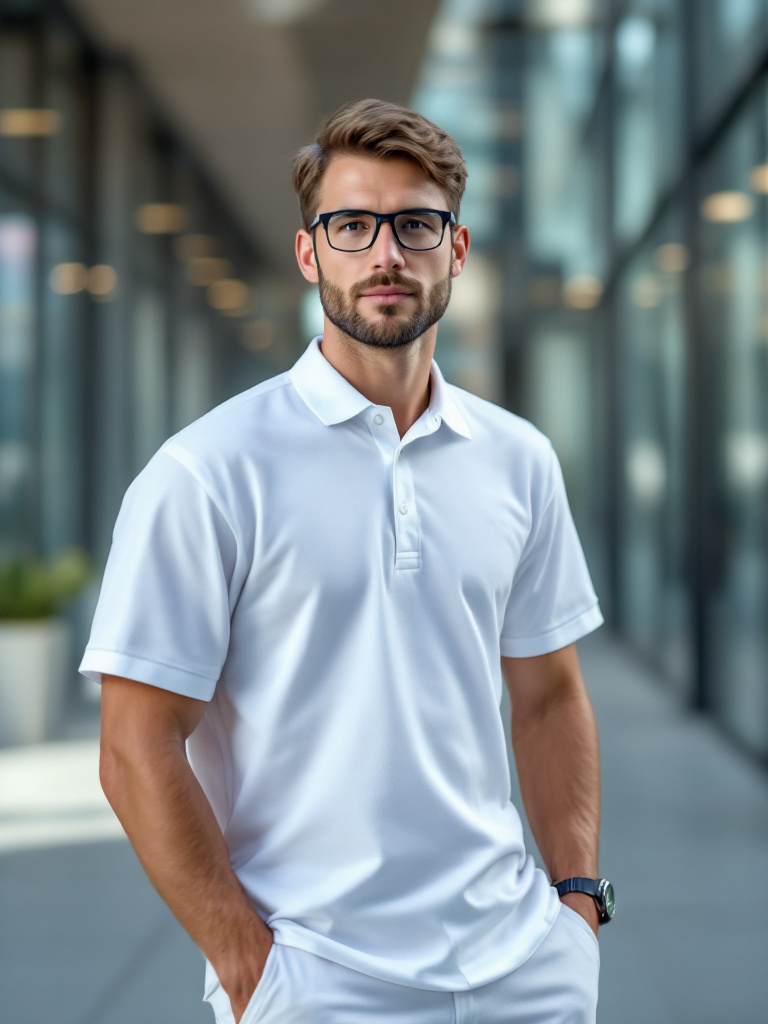 Aurelia Bio pique polo, white with helix embroidery